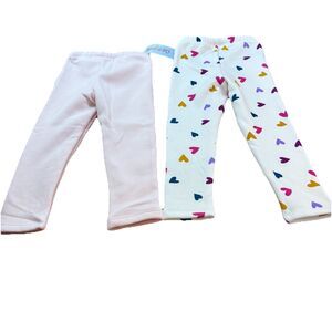 Cat & Jack Cozy Leggings Pink and White with heart for Toddler Girls Size 2T NWT
